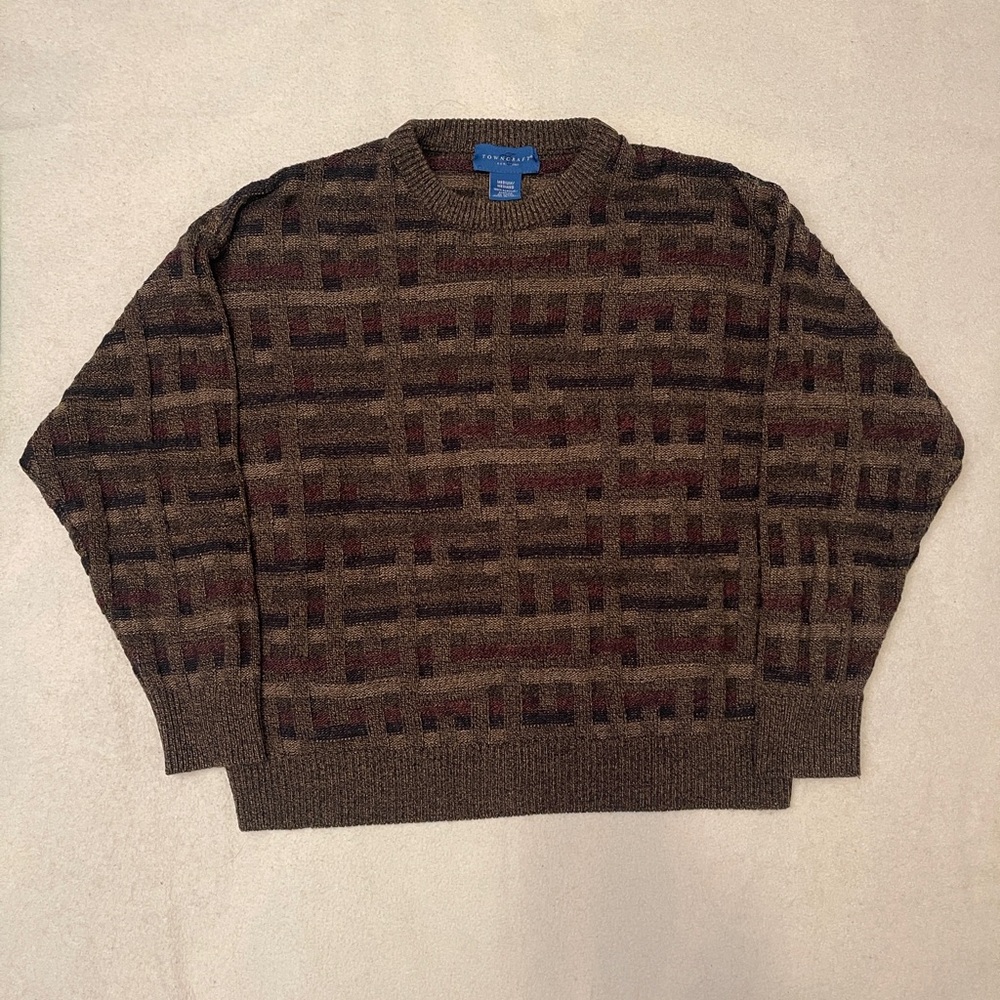 Men's Geometric Knit Sweater - Brown